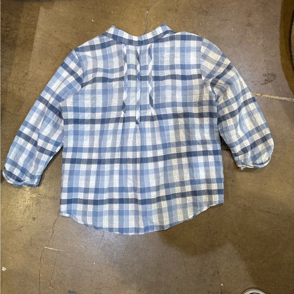 Habitat Cotton Light Blue and White Plaid Kids Button Down Shirt - Picture 3 of 5
